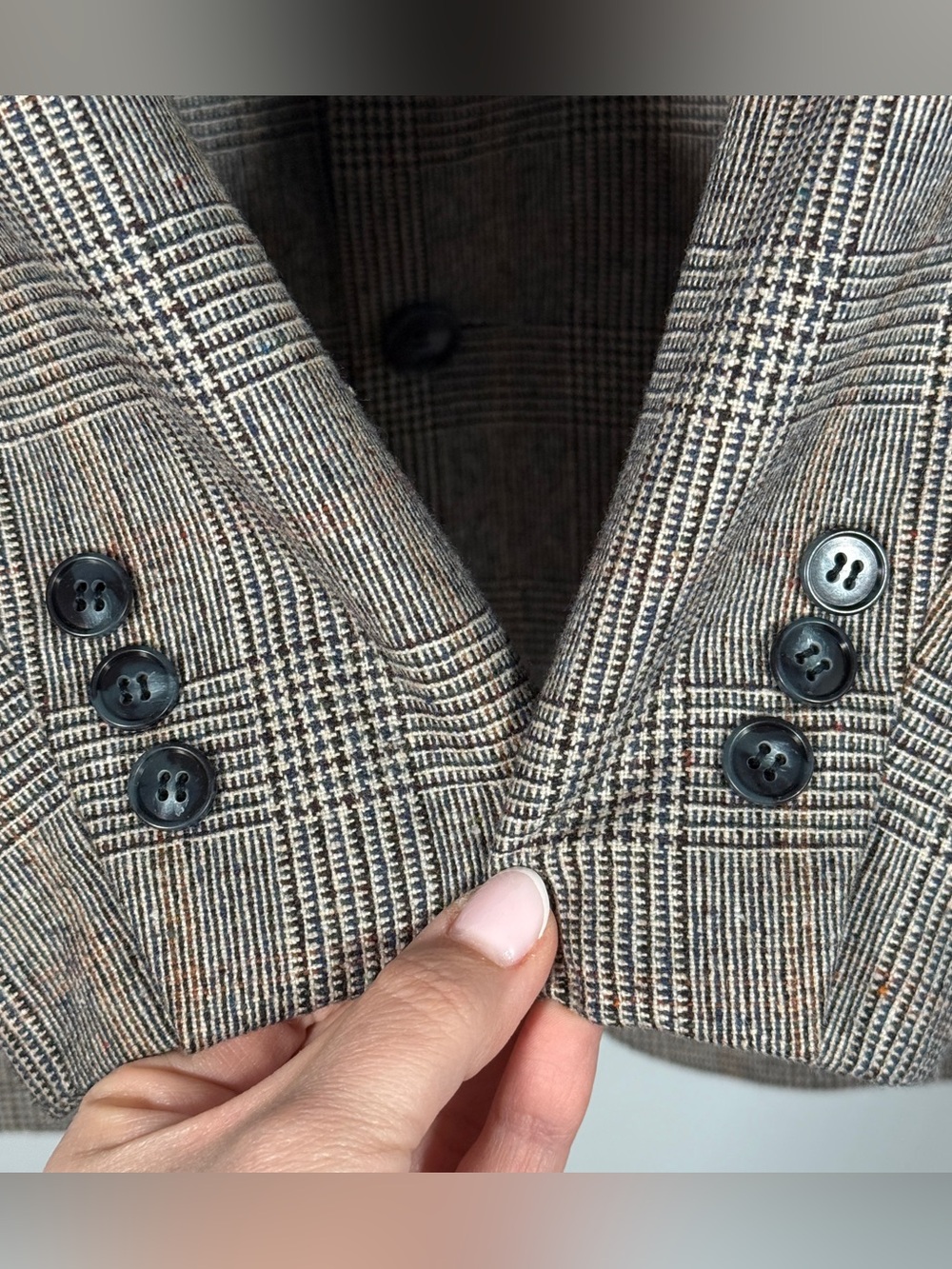 Vintage YSL Yves Saint Laurent Wool Glen Plaid Boyfriend Blazer Made France S/M - Picture 4 of 10
